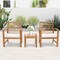 Costway 3 PCS Outdoor Furniture Set Acacia Wood Conversation Set with Soft Seat Cushions White/Grey/Navy